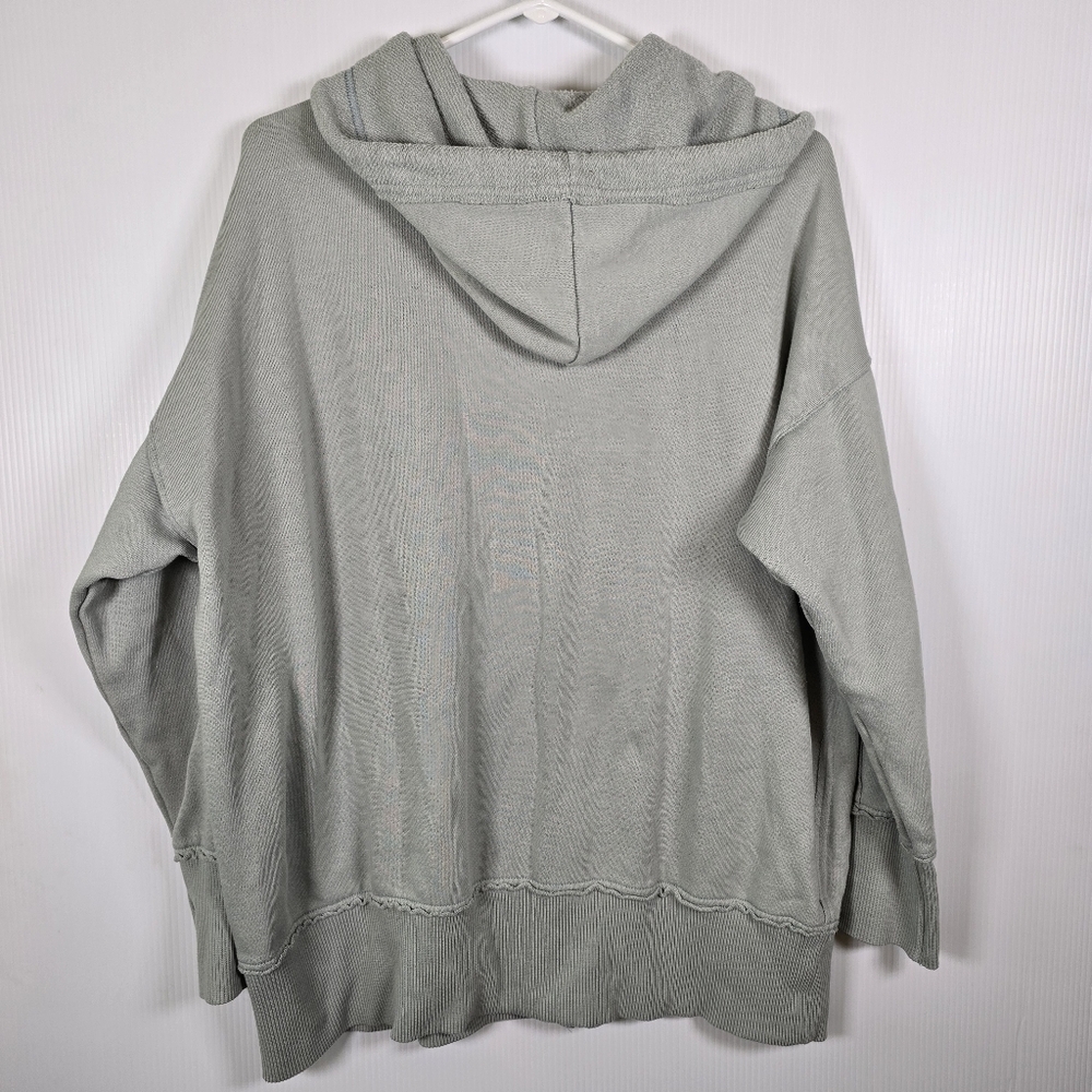 Aerie Womens Oversized Soft SageGreen Full Zip Hooded Sweatshirt Size M Pockets - Picture 2 of 11